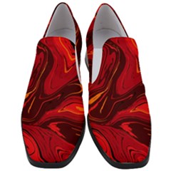 Red Vivid Marble Pattern 15 Women Slip On Heel Loafers by goljakoff