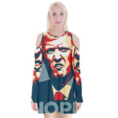 Trump2 Velvet Long Sleeve Shoulder Cutout Dress by goljakoff