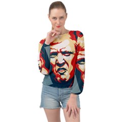 Trump Pop Art Banded Bottom Chiffon Top by goljakoff