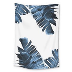 Blue Banana Leaves Large Tapestry by goljakoff