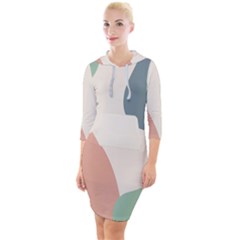 Abstract Shapes  Quarter Sleeve Hood Bodycon Dress by Sobalvarro