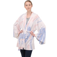 Marble Stains  Long Sleeve Velvet Kimono  by Sobalvarro