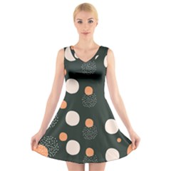 Black Peach White  V-neck Sleeveless Dress by Sobalvarro