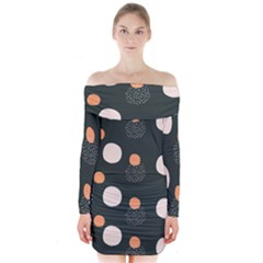 Black Peach White  Long Sleeve Off Shoulder Dress by Sobalvarro
