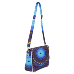Blue Violet Midnight Sun Mandala Boho Hipppie Shoulder Bag With Back Zipper by CrypticFragmentsDesign