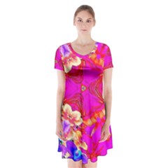 Newdesign Short Sleeve V-neck Flare Dress by LW41021