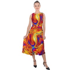 Sun & Water Midi Tie-back Chiffon Dress by LW41021