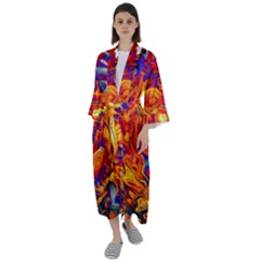 Sun & Water Maxi Satin Kimono by LW41021