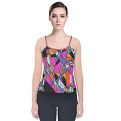 Abstract  Velvet Spaghetti Strap Top by LW41021