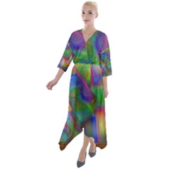 Prisma Colors Quarter Sleeve Wrap Front Maxi Dress by LW41021