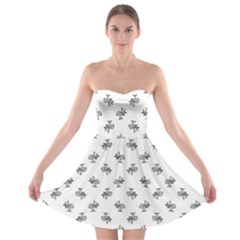 Black And White Sketchy Birds Motif Pattern Strapless Bra Top Dress by dflcprintsclothing