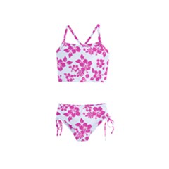 Hibiscus Pattern Pink Girls  Tankini Swimsuit by GrowBasket
