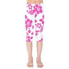 Hibiscus Pattern Pink Kids  Capri Leggings  by GrowBasket