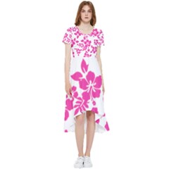 Hibiscus Pattern Pink High Low Boho Dress by GrowBasket