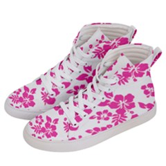 Hibiscus Pattern Pink Women s Hi-top Skate Sneakers by GrowBasket