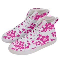 Hibiscus Pattern Pink Men s Hi-top Skate Sneakers by GrowBasket