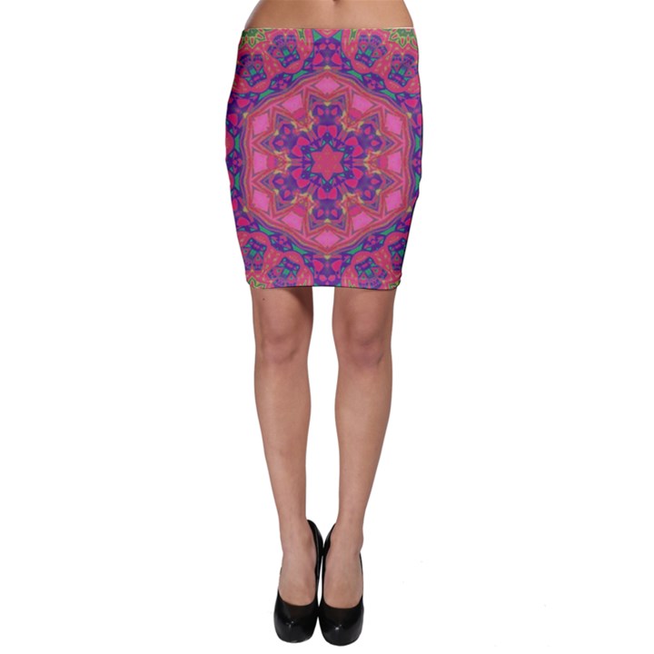 Purple Flower Bodycon Skirt