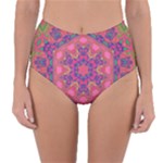 Purple Flower Reversible High-Waist Bikini Bottoms
