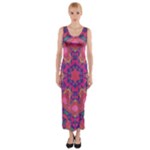 Purple Flower Fitted Maxi Dress