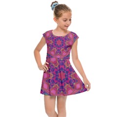 Purple Flower Kids  Cap Sleeve Dress by LW323