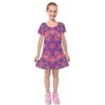 Purple Flower Kids  Short Sleeve Velvet Dress