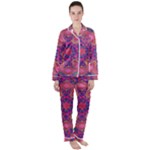 Purple Flower Satin Long Sleeve Pajamas Set
