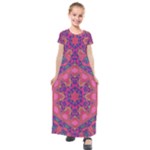 Purple Flower Kids  Short Sleeve Maxi Dress