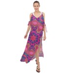 Purple Flower Maxi Chiffon Cover Up Dress