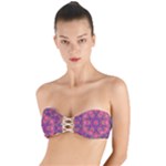 Purple Flower Twist Bandeau Bikini Top