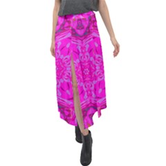 Purple Flower 2 Velour Split Maxi Skirt