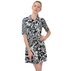 Beyond Abstract Belted Shirt Dress by LW323