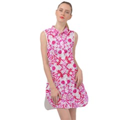 Pink Petals Sleeveless Shirt Dress by LW323
