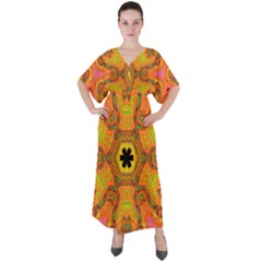 Sassafras V-neck Boho Style Maxi Dress by LW323