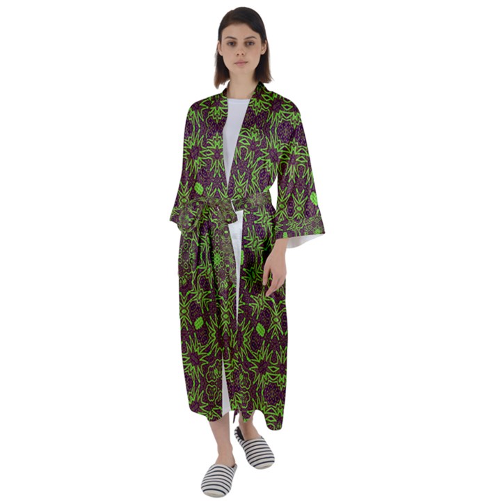 Greenspring Maxi Satin Kimono