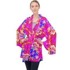 Pink Beauty Long Sleeve Velvet Kimono  by LW323