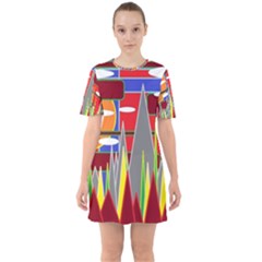 Forrest Sunset Sixties Short Sleeve Mini Dress by LW323