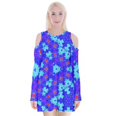 Blueberry Velvet Long Sleeve Shoulder Cutout Dress by LW323