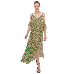 Florals In The Green Season In Perfect  Ornate Calm Harmony Maxi Chiffon Cover Up Dress by pepitasart