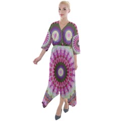 Sweet Cake Quarter Sleeve Wrap Front Maxi Dress by LW323