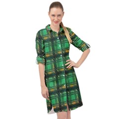 Green Clover Long Sleeve Mini Shirt Dress by LW323