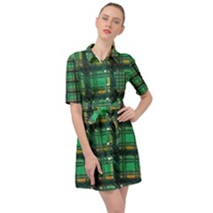 Green Clover Belted Shirt Dress by LW323