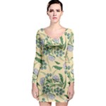 Folk floral pattern. Abstract flowers surface design. Seamless pattern Long Sleeve Bodycon Dress