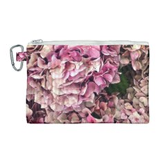 Pink Hydrangea Canvas Cosmetic Bag (large) by kaleidomarblingart