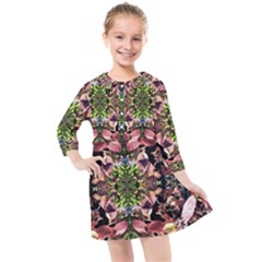 Shrubs Repeats Kids  Quarter Sleeve Shirt Dress by kaleidomarblingart