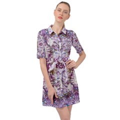 Intricate Lilac Belted Shirt Dress by kaleidomarblingart