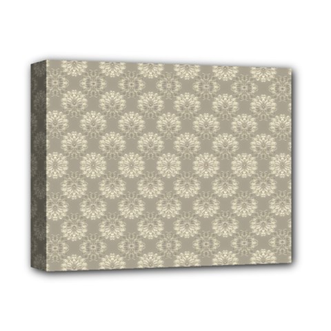 Bright Silver Flowers Motif Pattern Deluxe Canvas 14  X 11  (stretched) by dflcprintsclothing