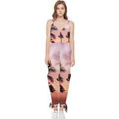 Palm Trees Sleeveless Tie Ankle Jumpsuit by LW323