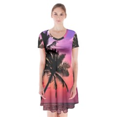 Ocean Paradise Short Sleeve V-neck Flare Dress by LW323