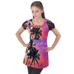 Ocean Paradise Puff Sleeve Tunic Top by LW323