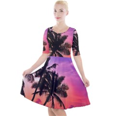 Ocean Paradise Quarter Sleeve A-line Dress by LW323